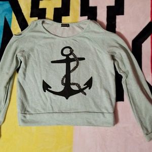 Mint green anchor sweater